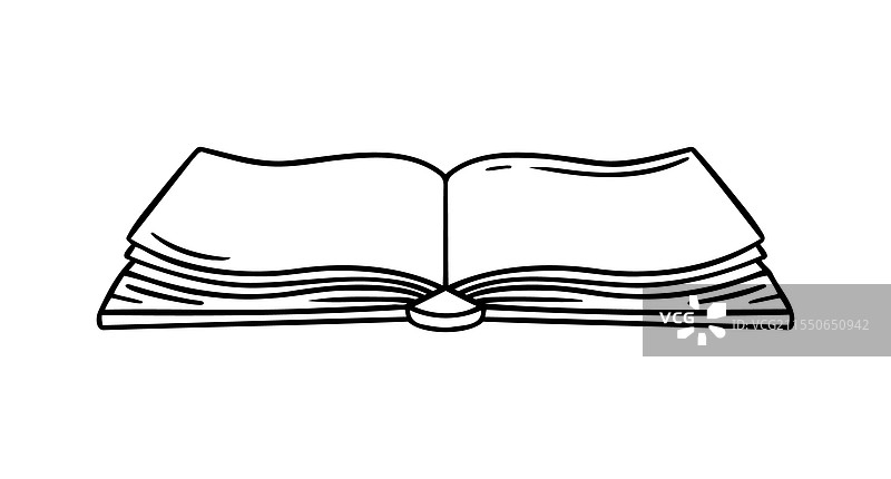 开放图书馆书籍涂鸦手绘图标轮廓图片素材