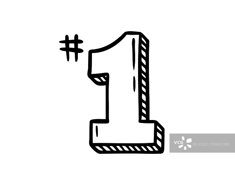 数字一涂鸦手绘图标轮廓图图片素材