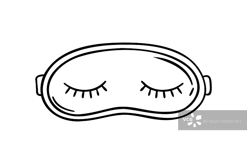 可爱的睡眠面罩涂鸦手绘图标轮廓图片素材