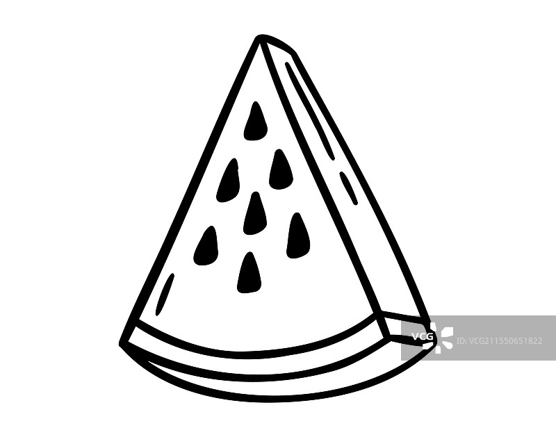 手绘西瓜三角形切片涂鸦图标图片素材