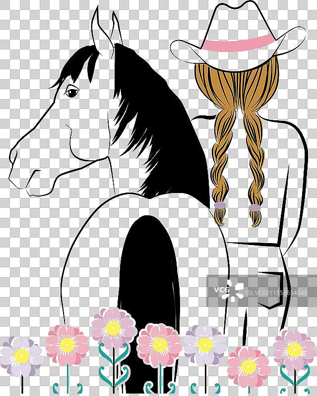 马与花朵图片素材