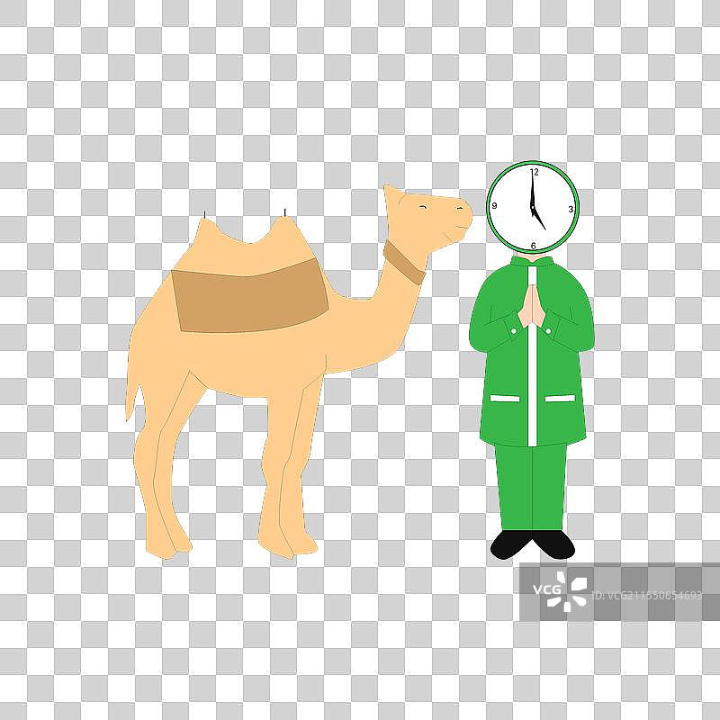 骑着骆驼的穆斯林男子图片素材