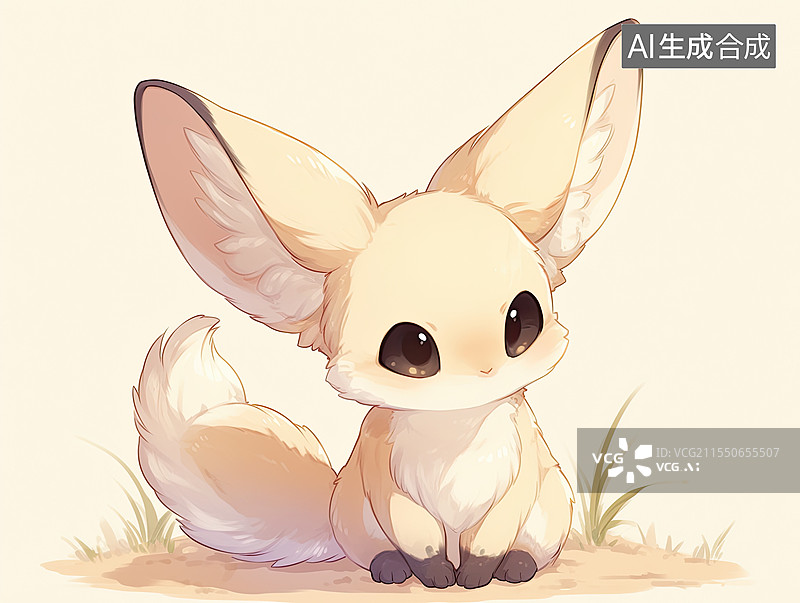 【AI数字艺术】水彩大耳狐图片素材