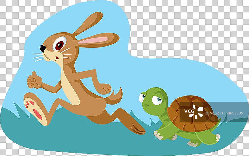 经典寓言：兔子与乌龟图片素材
