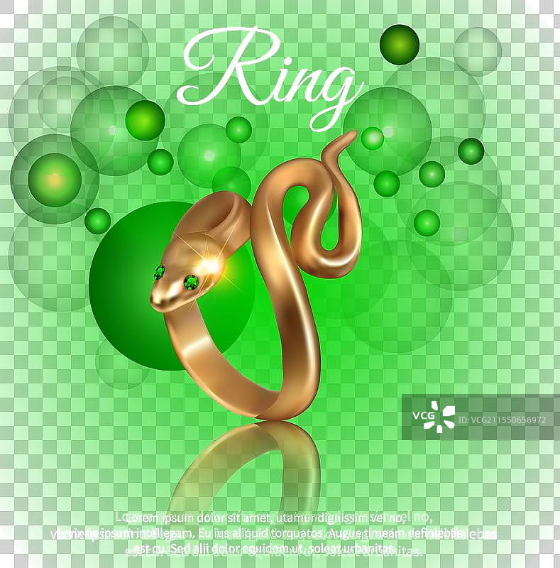 背景中有一枚带有翡翠的金戒指图片素材