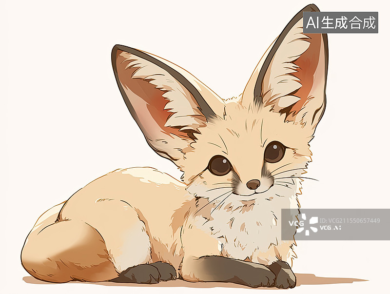 【AI数字艺术】水彩大耳狐图片素材