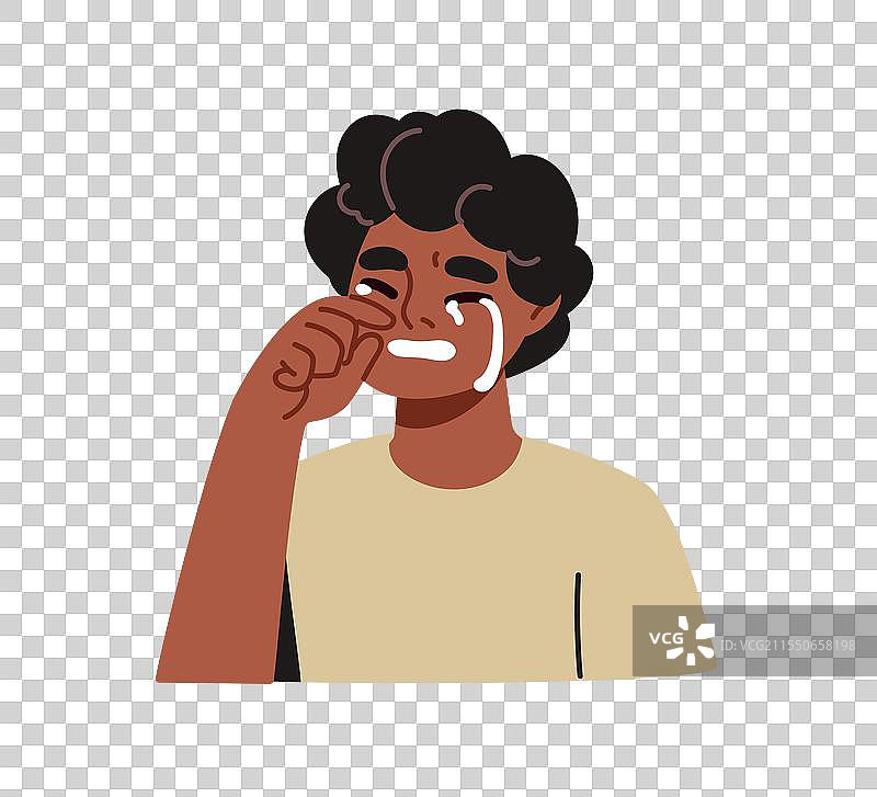 哭泣的孩子，伤心的泪水，擦拭眼泪的儿童图片素材