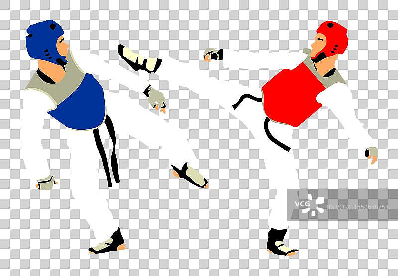跆拳道选手孤立对战图片素材