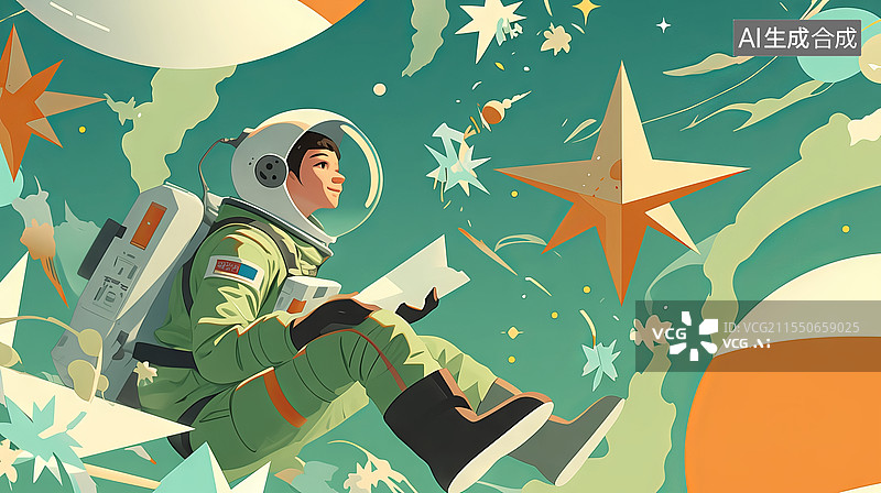 【AI数字艺术】一个可爱的宇航员图片素材