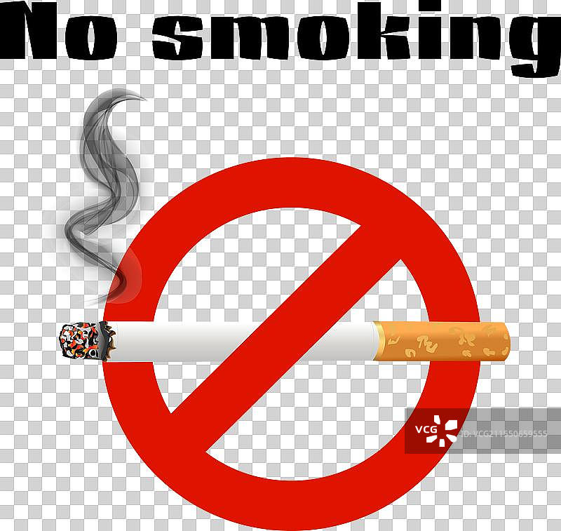 禁止吸烟海报，带有燃烧的香烟和烟雾图片素材