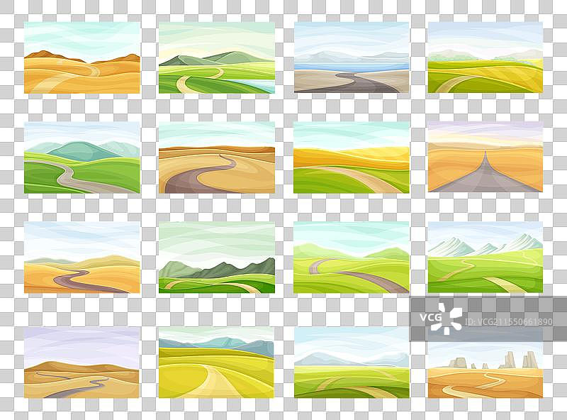 山路和小径风景组合图片素材