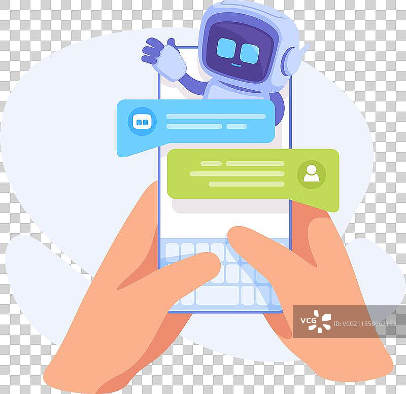 人手使用机器人进行聊天，像智能安卓一样图片素材