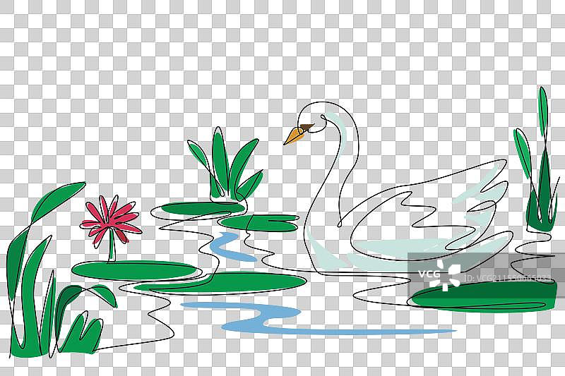 一笔画出的天鹅图片素材