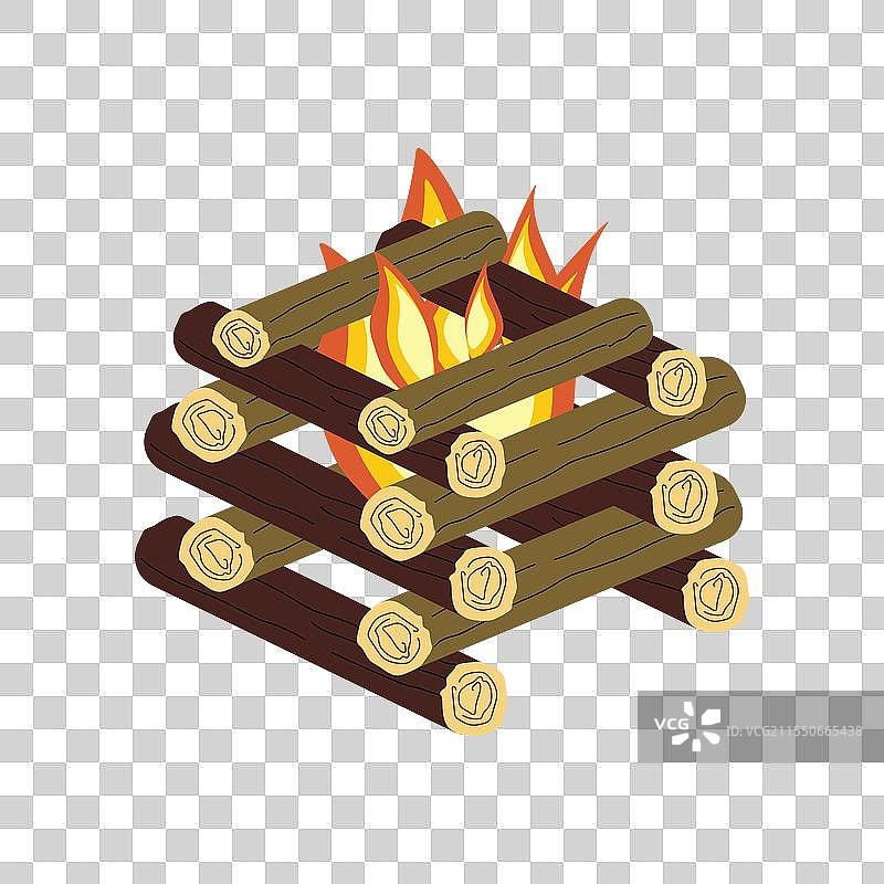 游客围绕井型篝火图片素材