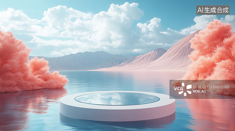 【AI数字艺术】海景风光和展台空间图片素材