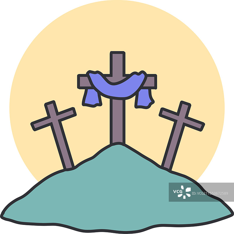加尔瓦里山上的三十字架艺术作品图片素材