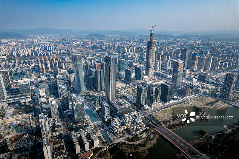 宁波中心城市风光晴天留白图片素材