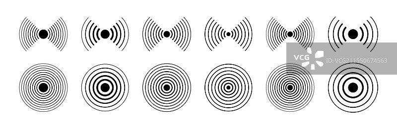 声纳声波图标集同心圆标志图片素材