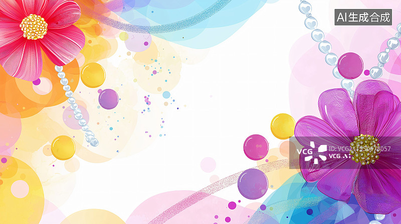 【AI数字艺术】融合鲜花、珍珠元素，适配三八、女生节等节日，传递感恩与祝福，温馨浪漫，满含敬意。最大图片素材