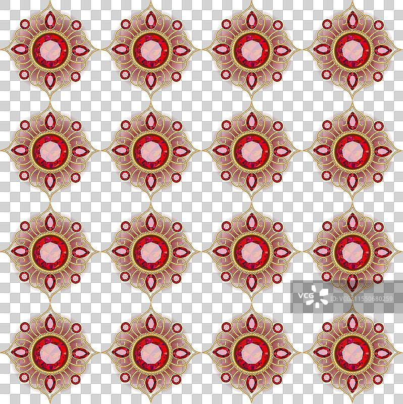 无缝背景与金色珠宝胸针图片素材