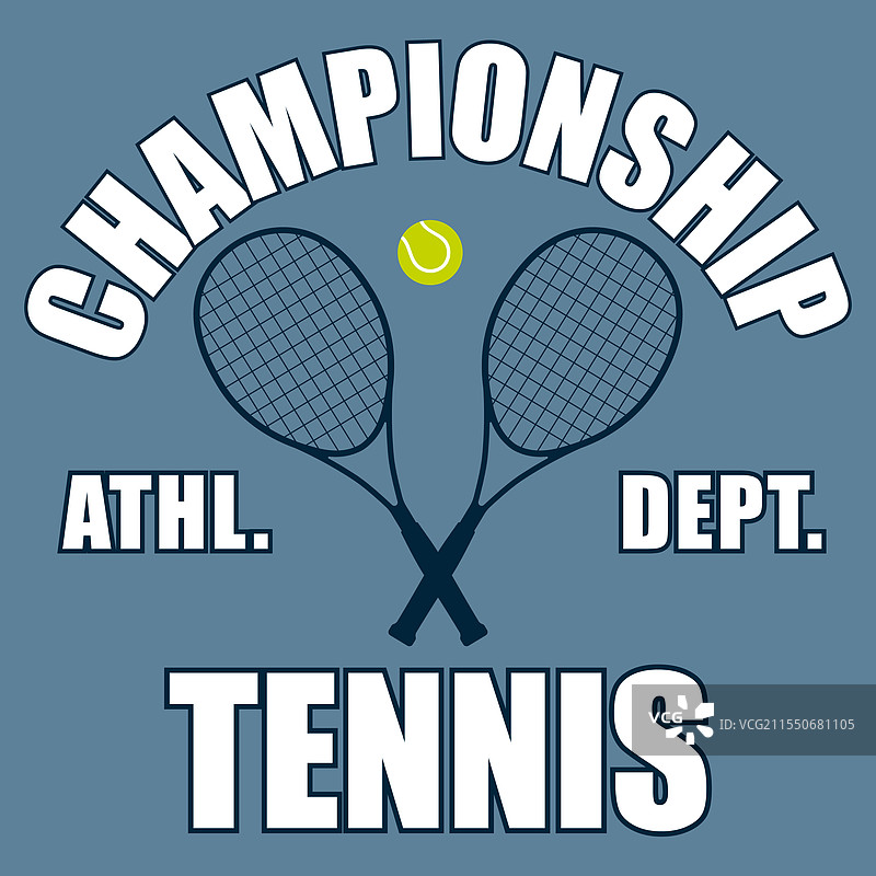 网球图标与球拍和网球的T恤印刷设计图片素材