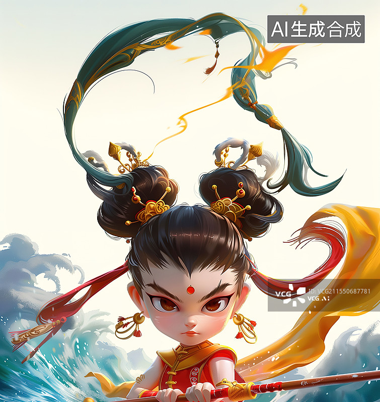 【AI数字艺术】哪吒插画图片素材