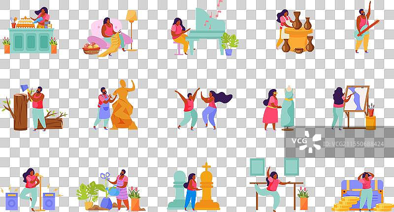 爱好扁平图标集图片素材