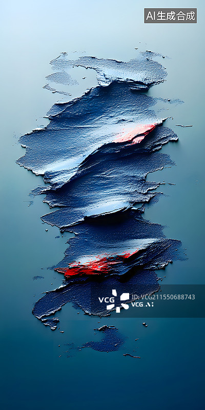 【AI数字艺术】蓝红交融的涂抹纹理图片素材