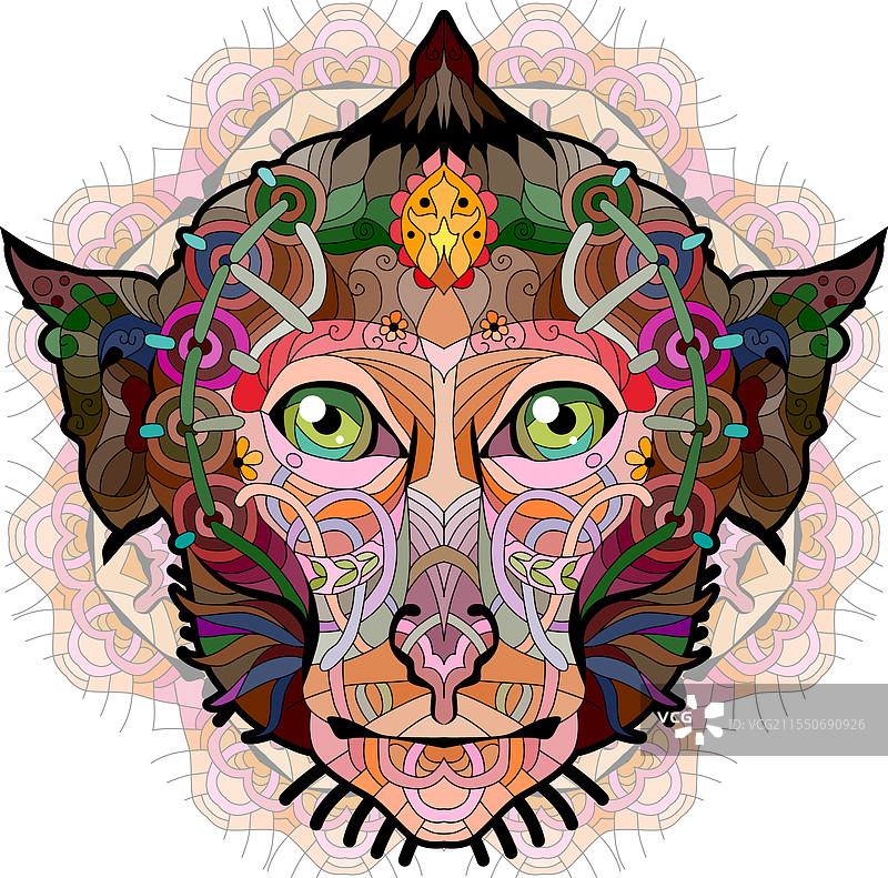 曼荼罗手绘的禅绕猴头图片素材