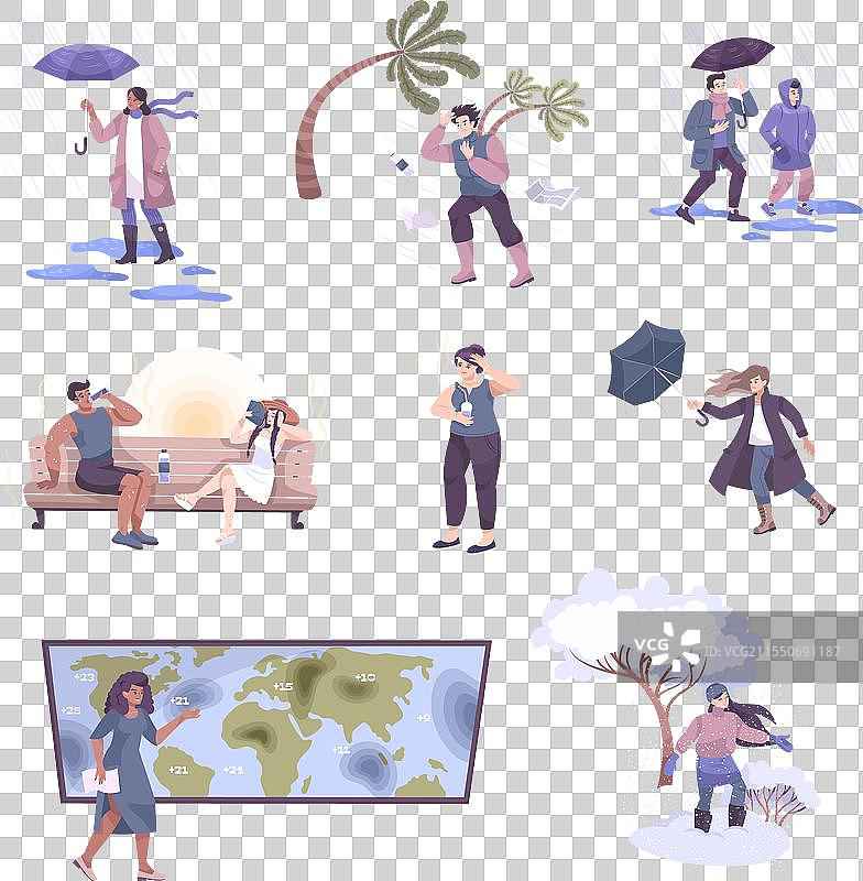 平面天气图标集合图片素材