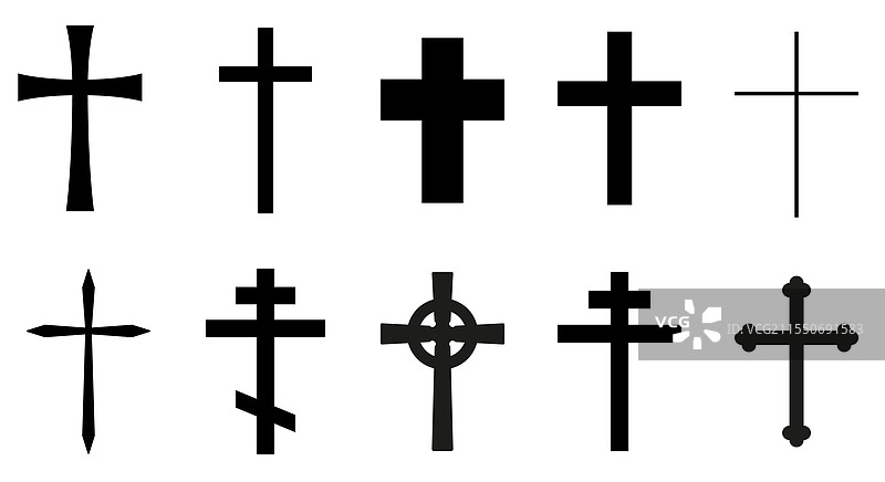 黑白十字架剪影图片素材