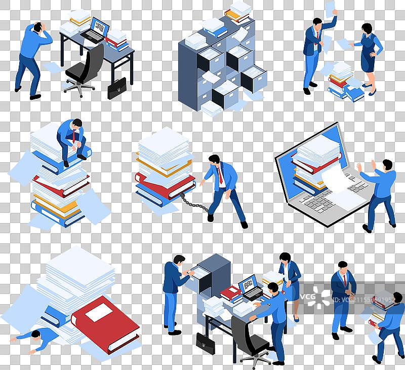 无序的等距办公室图标图片素材