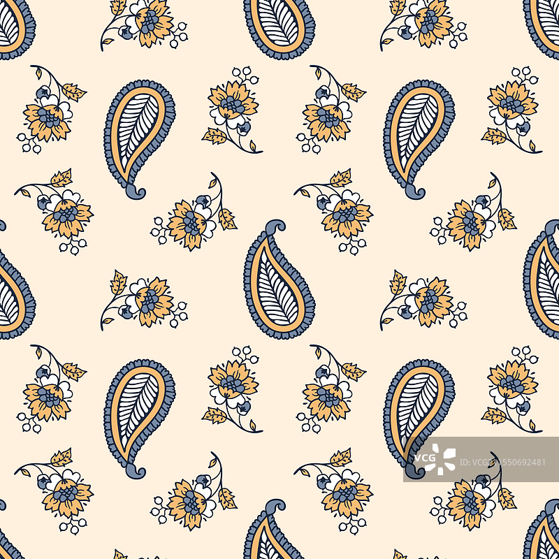 佩斯利花卉达马斯克风格图案背景图片素材