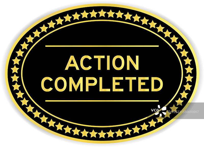 黑色和金色的椭圆形标签贴纸，上面有文字图片素材