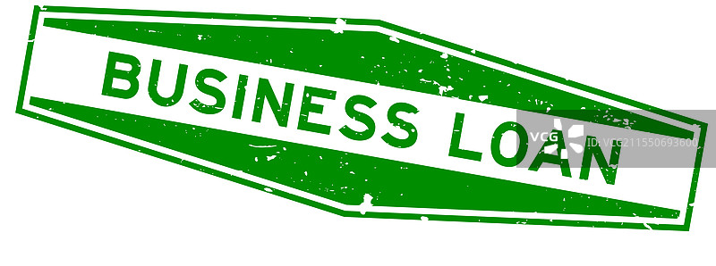 磨损的绿色商业贷款字样六边形橡胶图片素材
