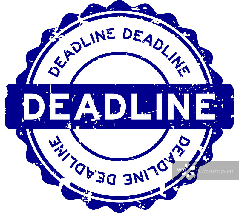 蓝色磨损风格的截止日期字样圆形橡胶印章图片素材