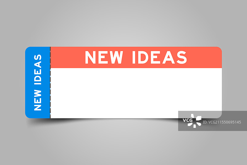 蓝色和橙色的票据，上面写着“新想法”图片素材