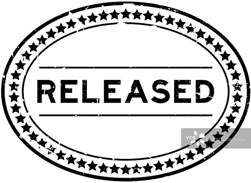 磨损的黑色释放字样椭圆形橡胶印章图片素材