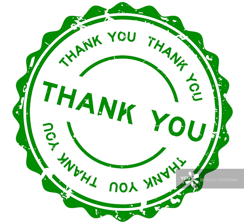 复古绿色感谢字样圆形橡胶印章图片素材