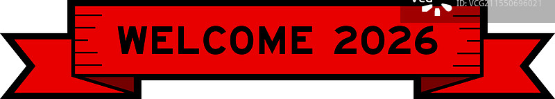 红色欢迎2026的丝带标签横幅图片素材