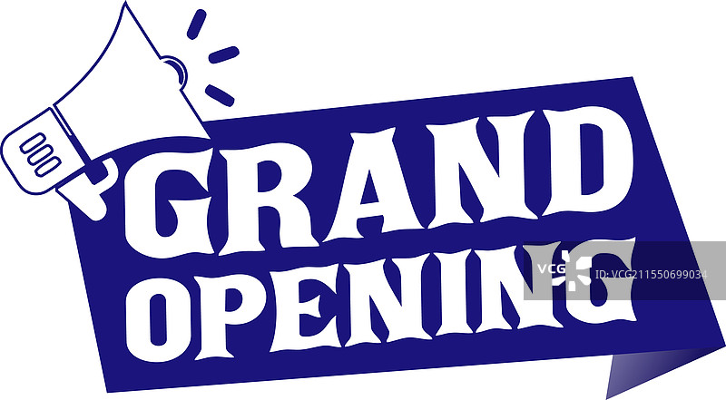 蓝色的开业促销横幅和扩音器图片素材