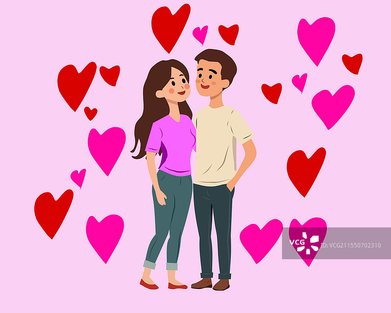 一对情侣浪漫地站在一起图片素材