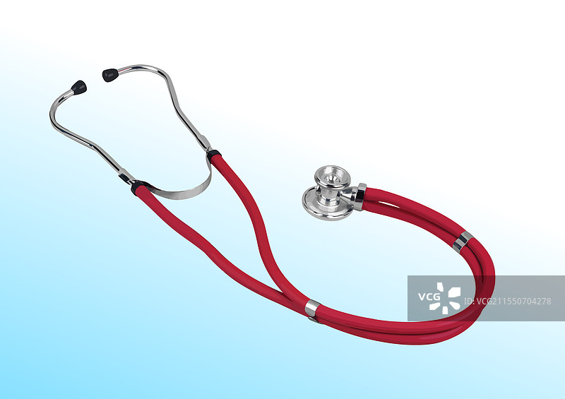 手绘3D听诊器在白色背景上图片素材