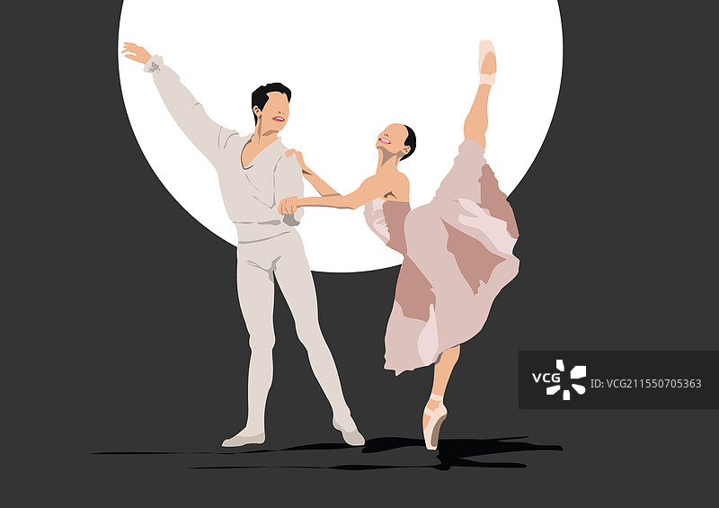 舞者剪影的色彩构图图片素材