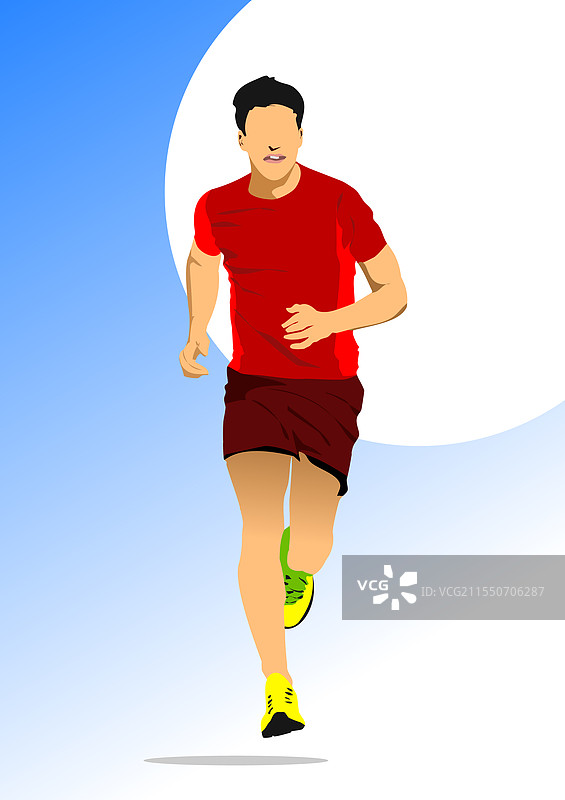 手绘的3D跑步人物图片素材