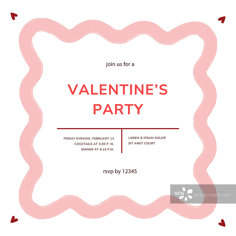 情人节贺卡海报带波浪边框图片素材