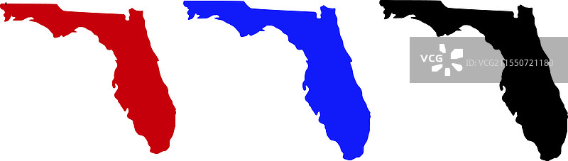 佛罗里达州地图在干净的白色背景上图片素材