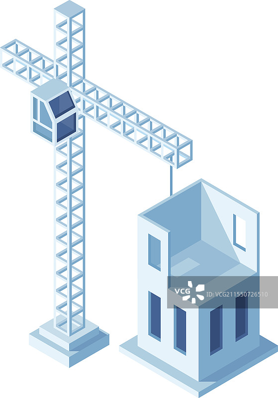 建筑起重机正在建造房屋图片素材