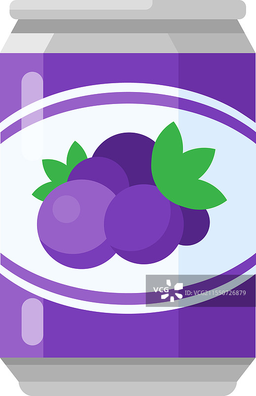紫色葡萄汁的铝罐，风格化设计图片素材