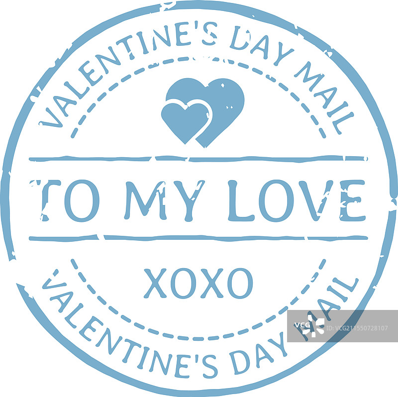 浅蓝色情人节邮票，特色展示图片素材
